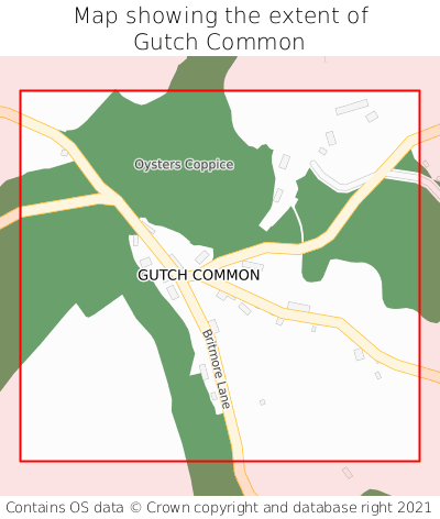 Map showing extent of Gutch Common as bounding box