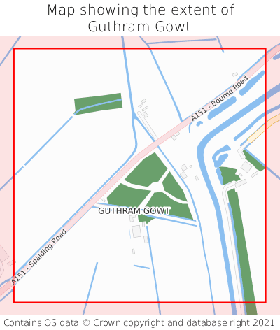 Map showing extent of Guthram Gowt as bounding box