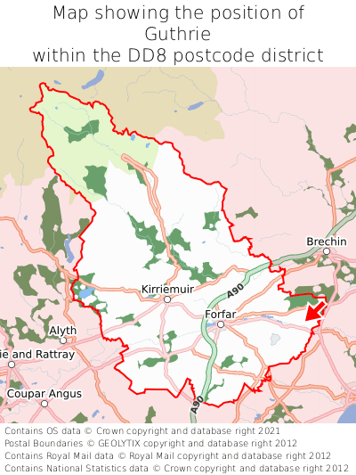 Map showing location of Guthrie within DD8