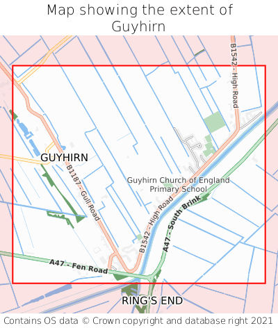 Map showing extent of Guyhirn as bounding box