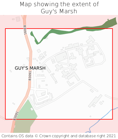 Map showing extent of Guy's Marsh as bounding box