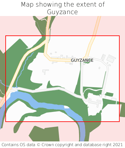 Map showing extent of Guyzance as bounding box