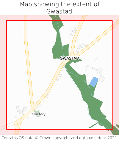 Map showing extent of Gwastad as bounding box