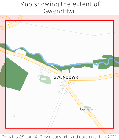 Map showing extent of Gwenddwr as bounding box