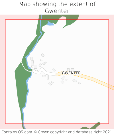 Map showing extent of Gwenter as bounding box