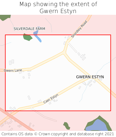 Map showing extent of Gwern Estyn as bounding box