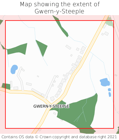 Map showing extent of Gwern-y-Steeple as bounding box
