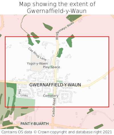Map showing extent of Gwernaffield-y-Waun as bounding box