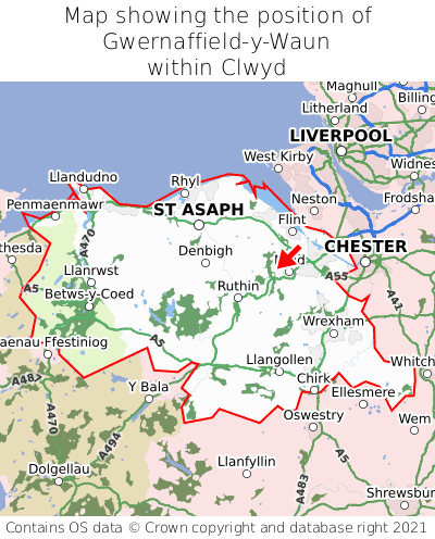 Map showing location of Gwernaffield-y-Waun within Clwyd