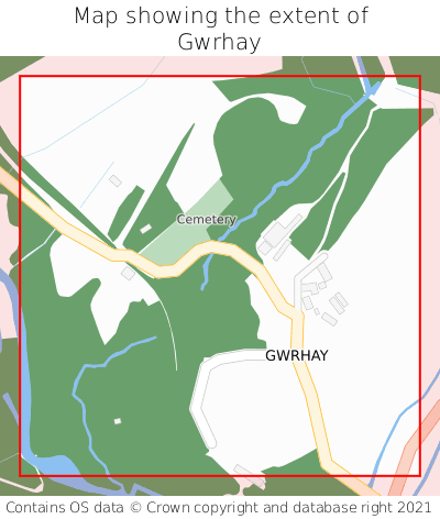 Map showing extent of Gwrhay as bounding box
