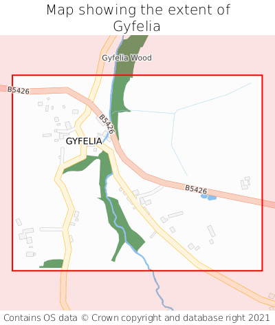 Map showing extent of Gyfelia as bounding box