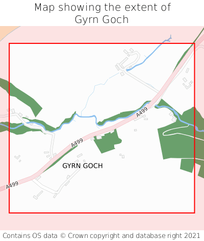 Map showing extent of Gyrn Goch as bounding box