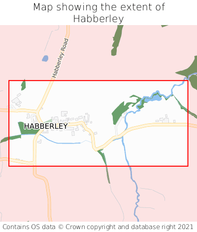 Map showing extent of Habberley as bounding box