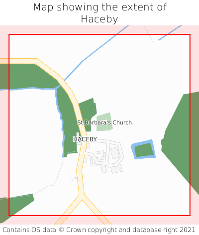 Map showing extent of Haceby as bounding box