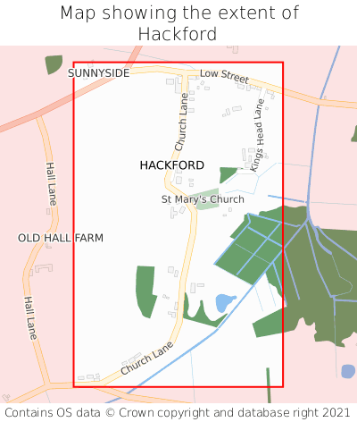 Map showing extent of Hackford as bounding box