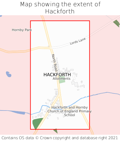 Map showing extent of Hackforth as bounding box