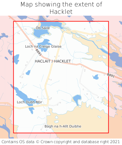 Map showing extent of Hacklet as bounding box