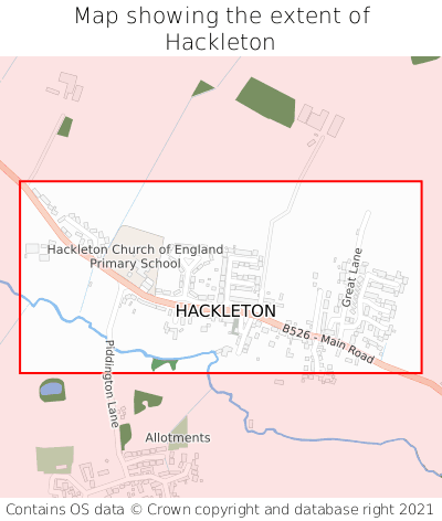 Map showing extent of Hackleton as bounding box