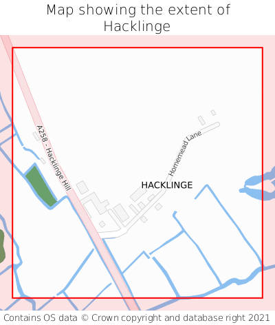 Map showing extent of Hacklinge as bounding box