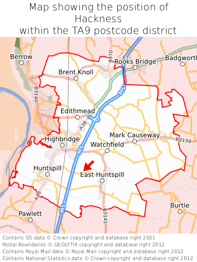 Map showing location of Hackness within TA9