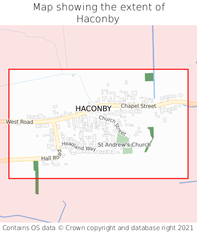 Map showing extent of Haconby as bounding box