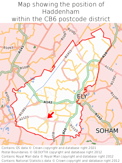 Map showing location of Haddenham within CB6