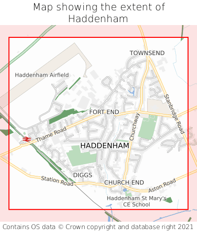 Map showing extent of Haddenham as bounding box