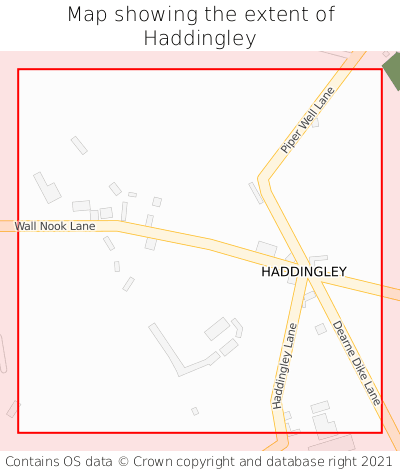 Map showing extent of Haddingley as bounding box