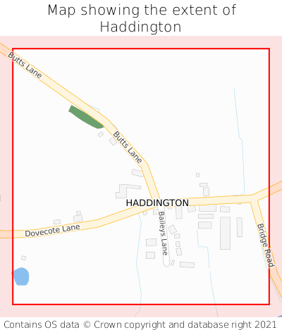 Map showing extent of Haddington as bounding box