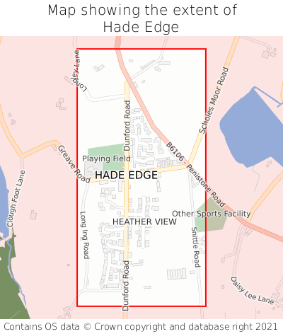 Map showing extent of Hade Edge as bounding box