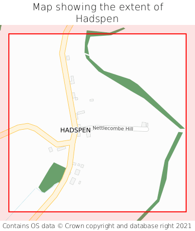 Map showing extent of Hadspen as bounding box