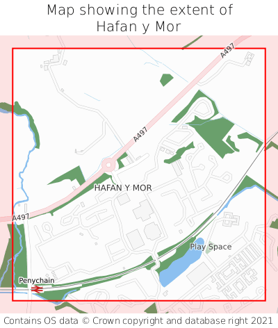 Map showing extent of Hafan y Mor as bounding box