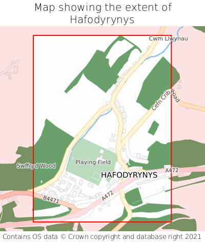 Map showing extent of Hafodyrynys as bounding box