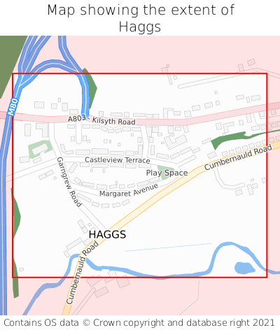 Map showing extent of Haggs as bounding box