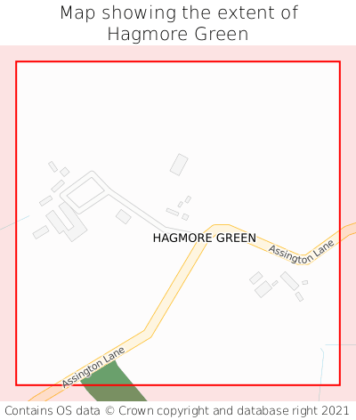 Map showing extent of Hagmore Green as bounding box