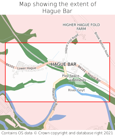 Map showing extent of Hague Bar as bounding box