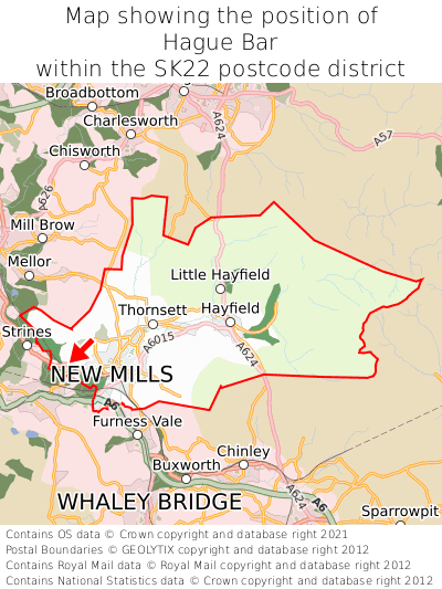 Map showing location of Hague Bar within SK22