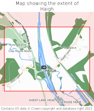 Map showing extent of Haigh as bounding box