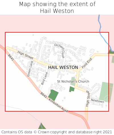Map showing extent of Hail Weston as bounding box