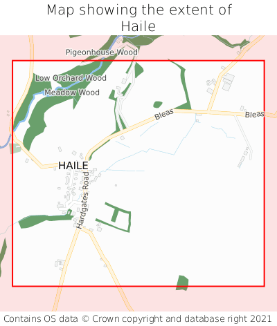 Map showing extent of Haile as bounding box