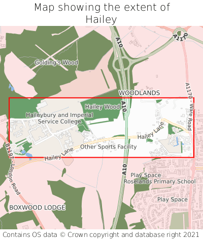 Map showing extent of Hailey as bounding box