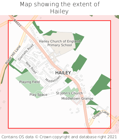 Map showing extent of Hailey as bounding box