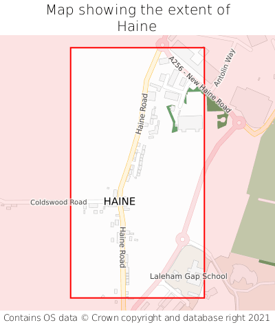 Map showing extent of Haine as bounding box