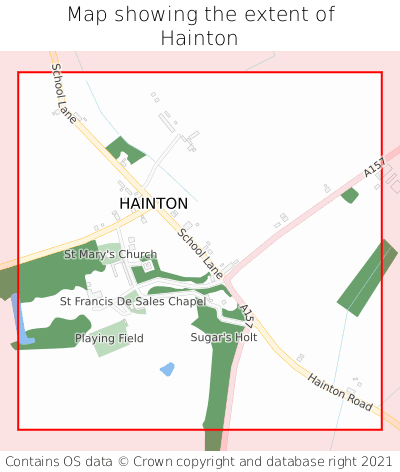 Map showing extent of Hainton as bounding box