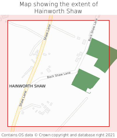 Map showing extent of Hainworth Shaw as bounding box