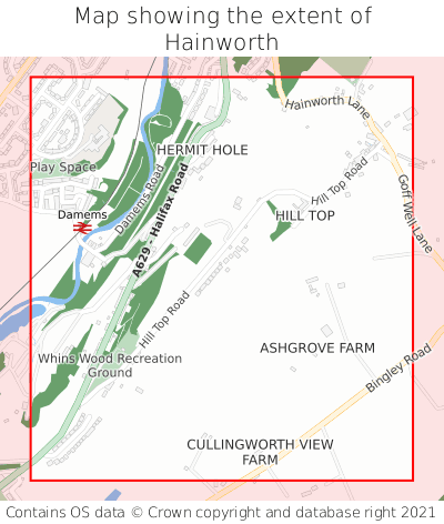 Map showing extent of Hainworth as bounding box
