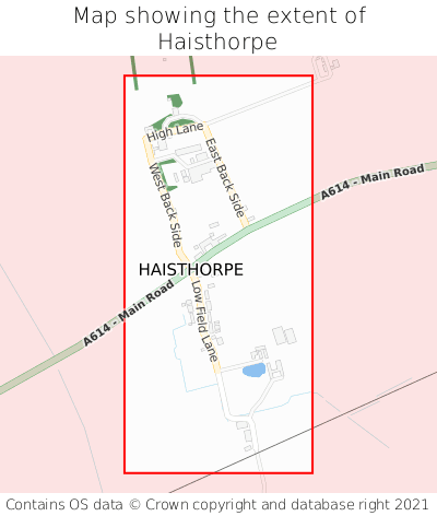 Map showing extent of Haisthorpe as bounding box