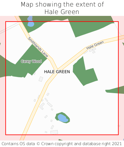 Map showing extent of Hale Green as bounding box