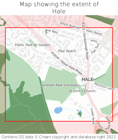 Map showing extent of Hale as bounding box