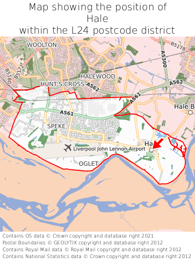 Map showing location of Hale within L24